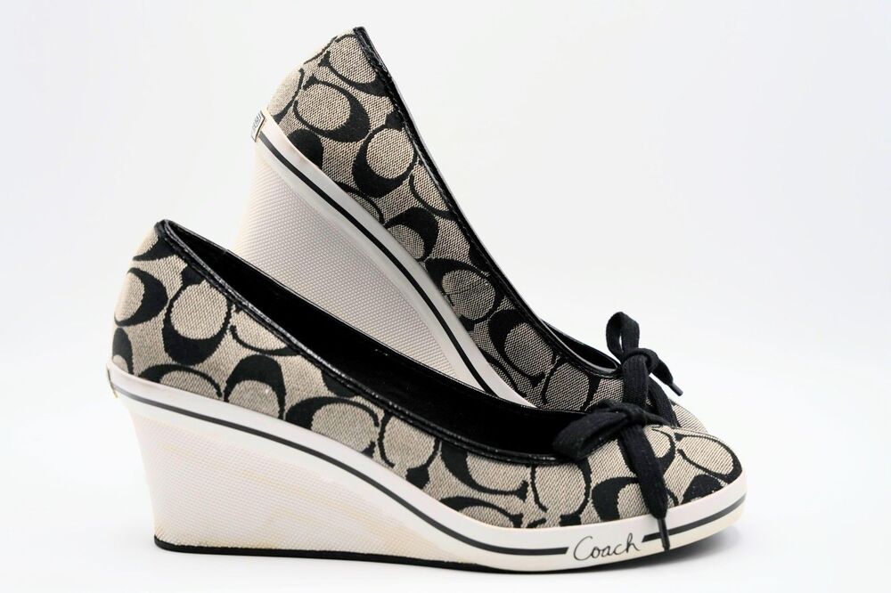 Rare Y2K Vintage Coach Heel Wedges Diaz Black / White US 8.5